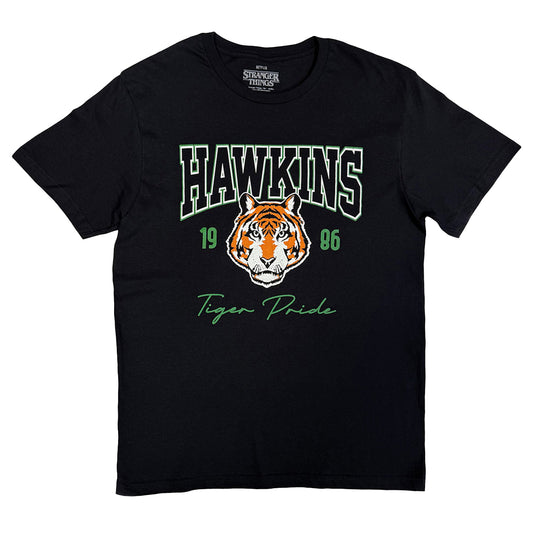 Black - Front - Stranger Things Unisex Adult High School Hawkins T-Shirt