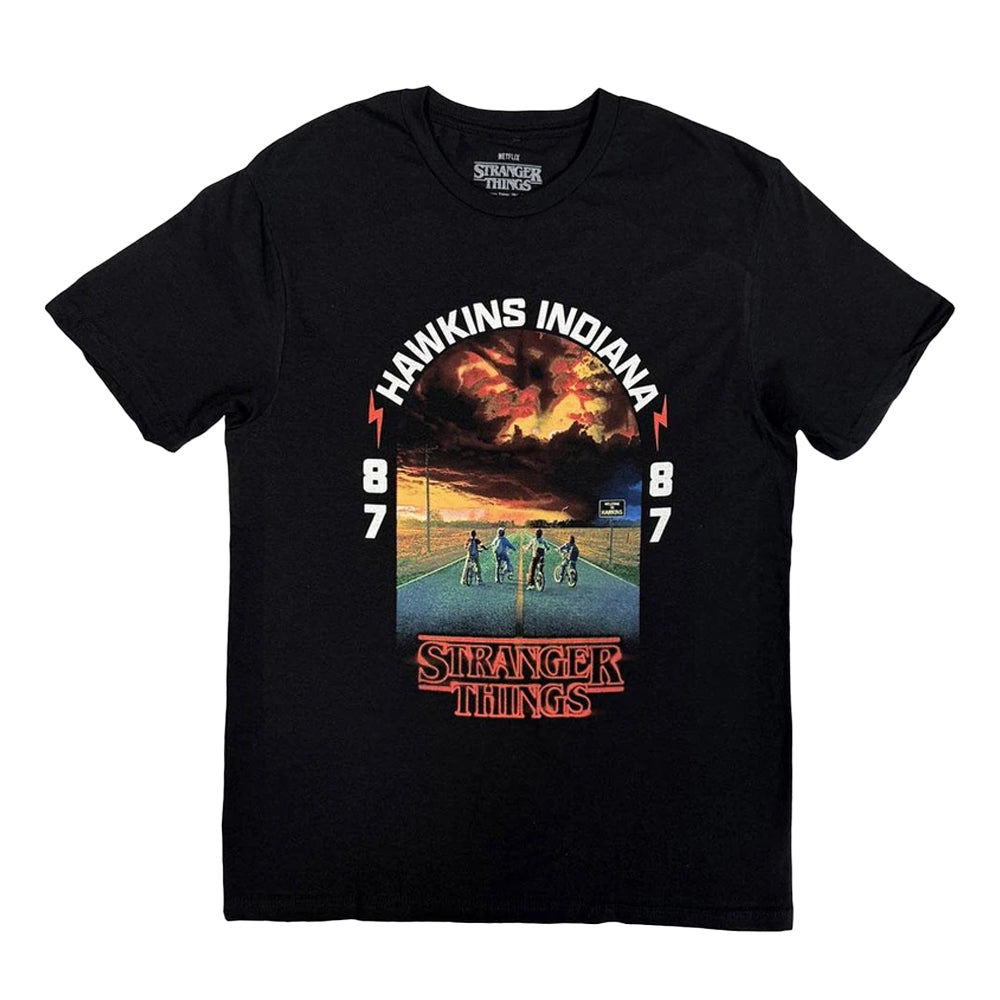 Black - Front - Stranger Things Unisex Adult Hawkins 008 T-Shirt