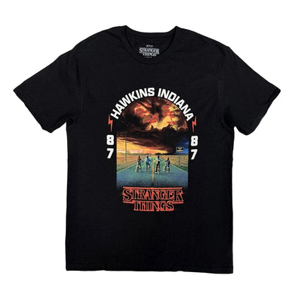Black - Front - Stranger Things Unisex Adult Hawkins 008 T-Shirt