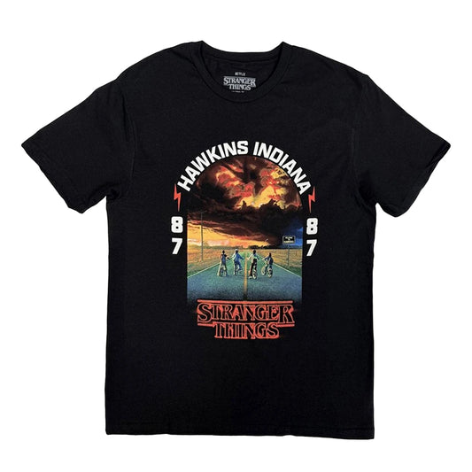 Black - Front - Stranger Things Unisex Adult Hawkins 008 T-Shirt