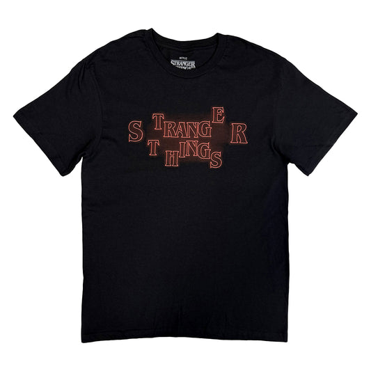 Black - Front - Stranger Things Unisex Adult Neon Logo T-Shirt