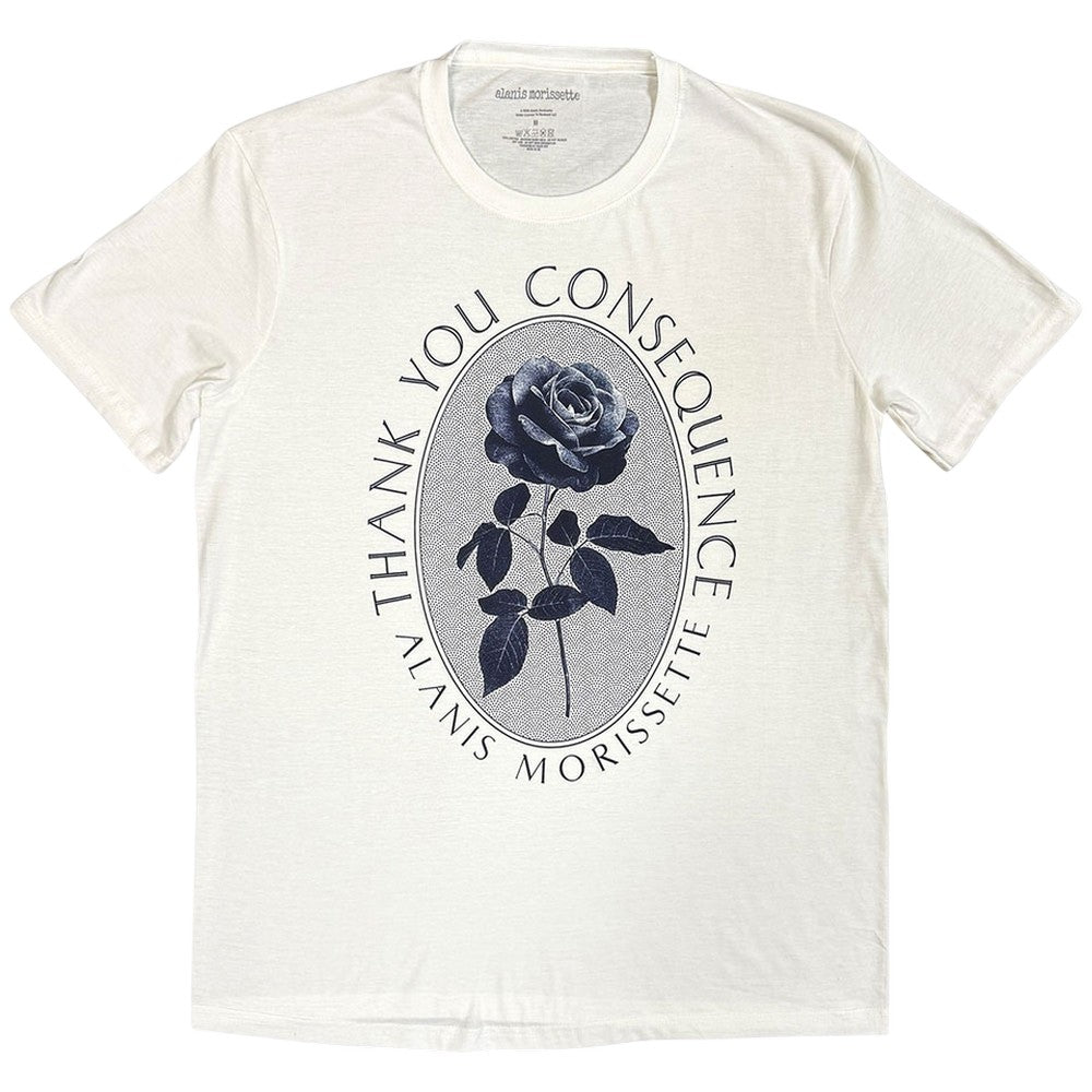 White - Front - Alanis Morissette Unisex Adult Rose T-Shirt