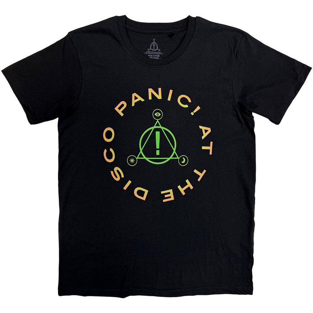 Black - Front - Panic! At The Disco Unisex Adult Triangle Circle T-Shirt