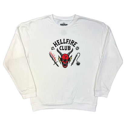 White - Front - Stranger Things Unisex Adult Hellfire Club Sweatshirt