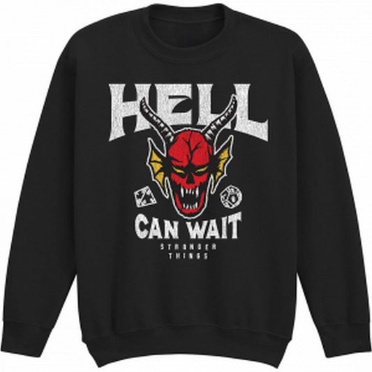 Black - Front - Stranger Things Unisex Adult Hell Can Wait Sweatshirt