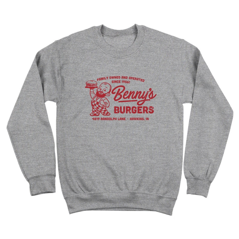 Grey - Front - Stranger Things Unisex Adult Bennys Burger Sweatshirt