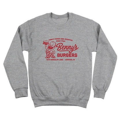 Grey - Front - Stranger Things Unisex Adult Bennys Burger Sweatshirt