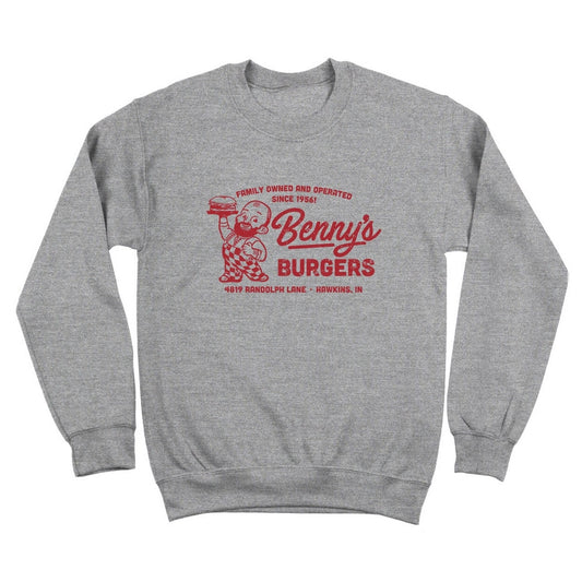 Grey - Front - Stranger Things Unisex Adult Bennys Burger Sweatshirt