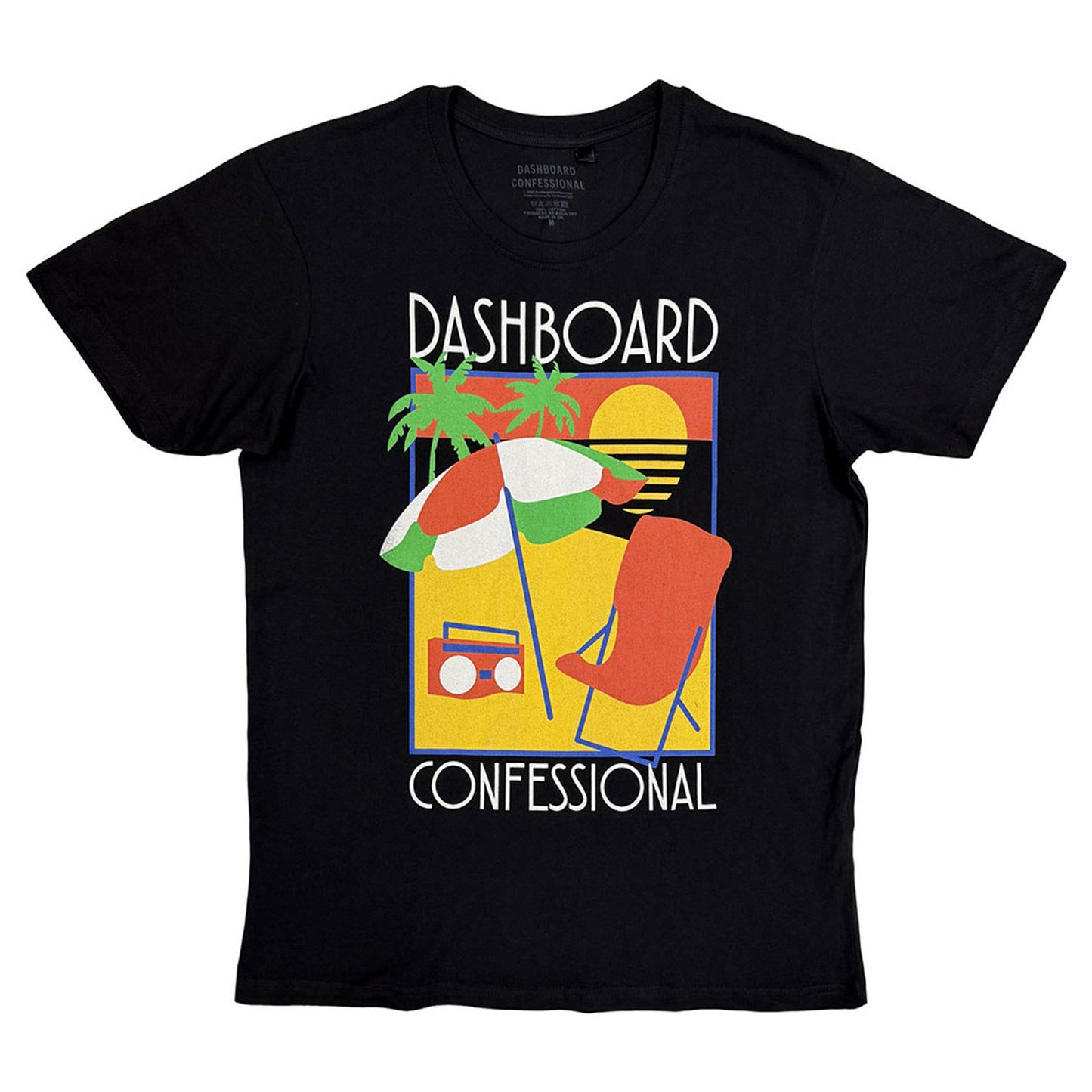 Black - Front - Dashboard Confessional Unisex Adult Vacation Tour T-Shirt