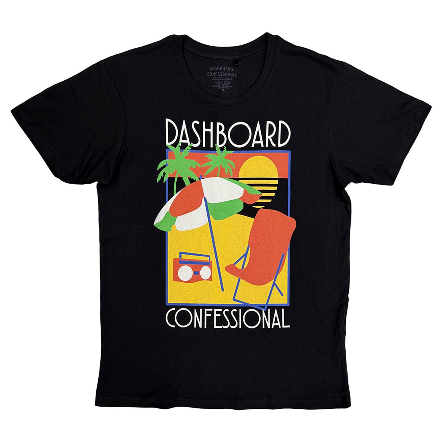 Black - Front - Dashboard Confessional Unisex Adult Vacation Tour T-Shirt