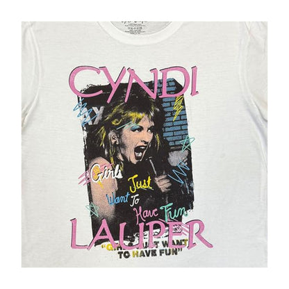 White - Back - Cyndi Lauper Unisex Adult Singing T-Shirt