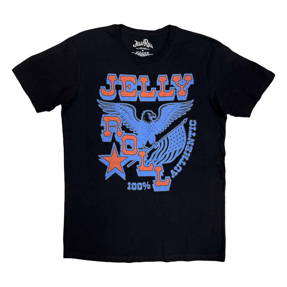 Black - Front - Jelly Roll Unisex Adult Eagle Flag T-Shirt