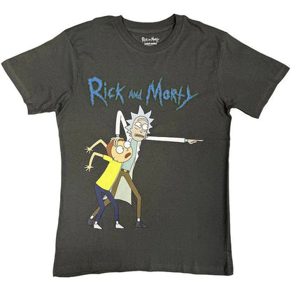 Charcoal Grey - Front - Rick And Morty Unisex Adult Grab And Point T-Shirt
