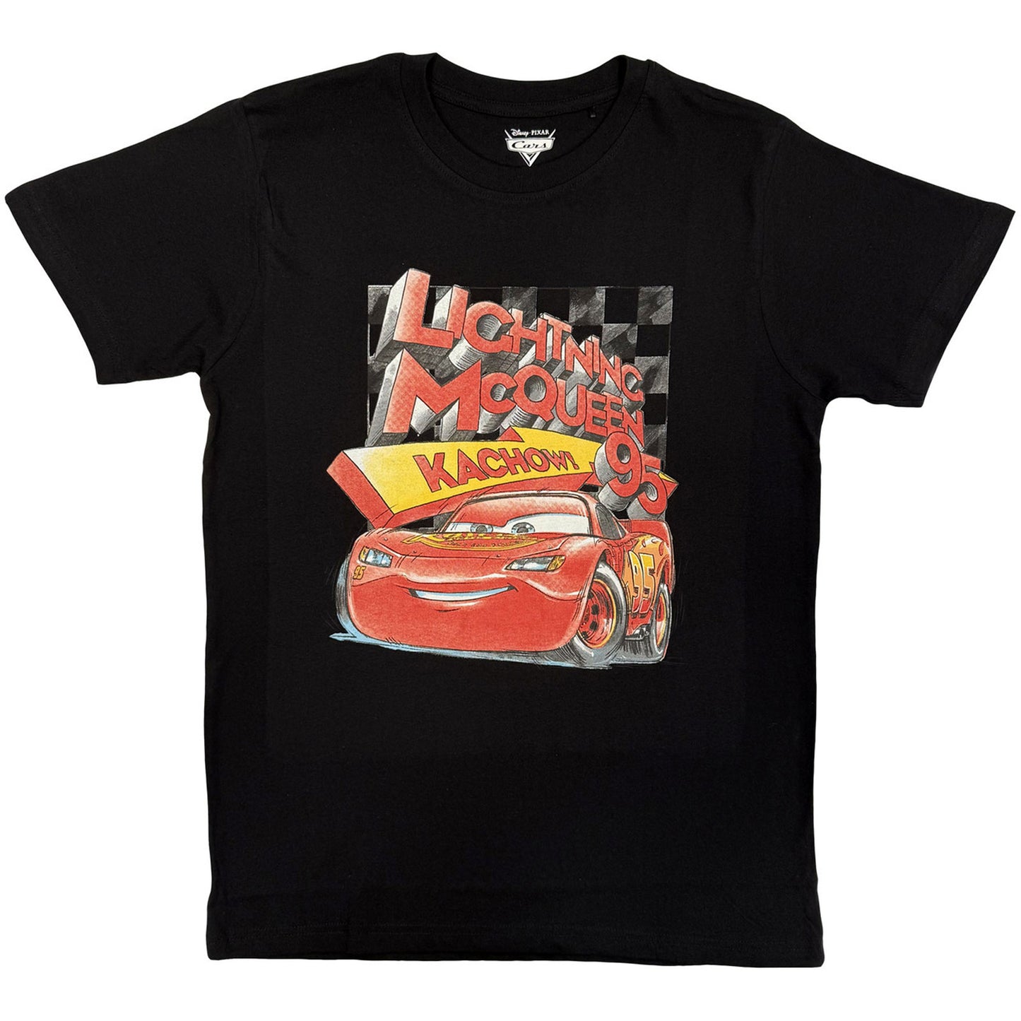 Black - Front - Cars Unisex Adult Kachow  95 T-Shirt