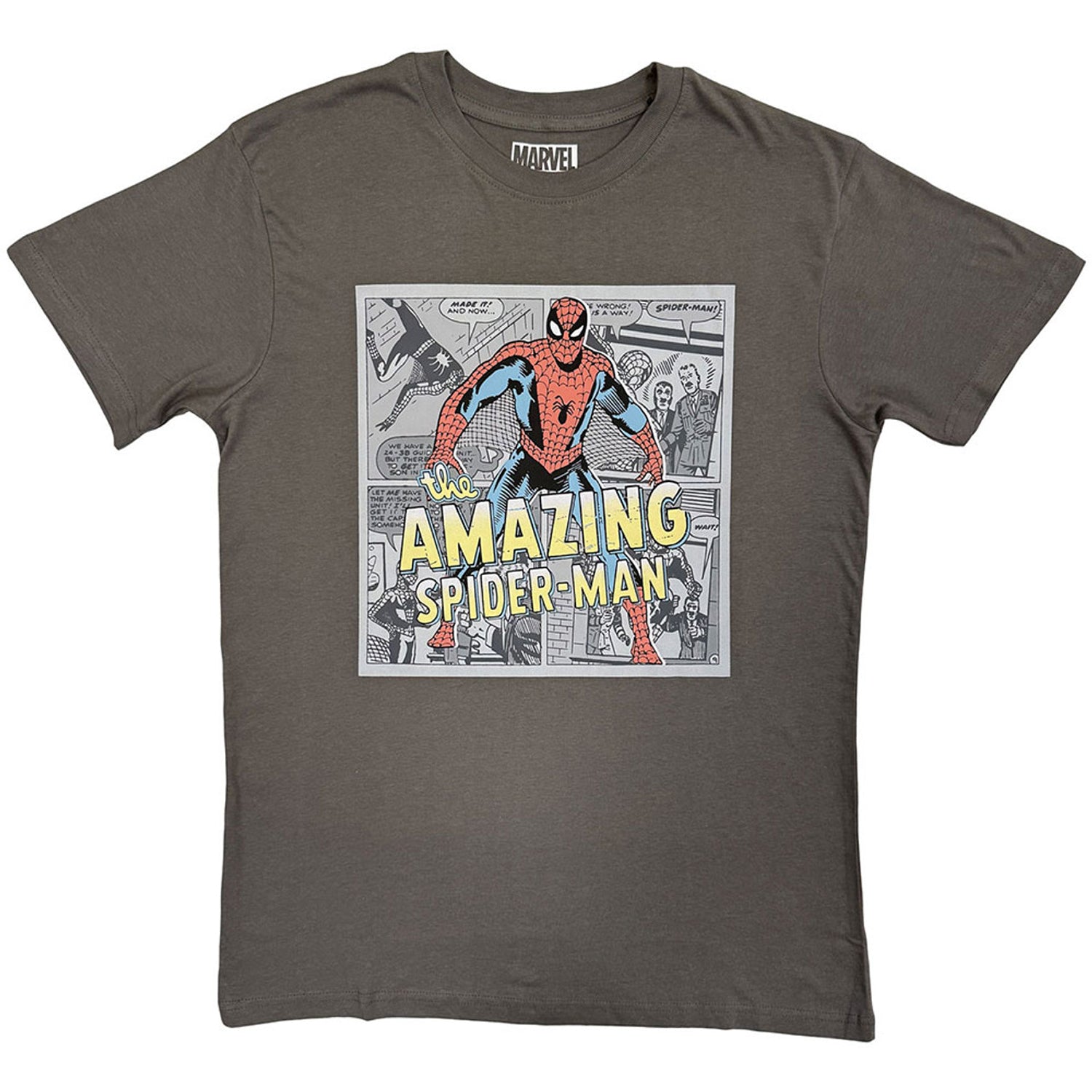 Charcoal Grey - Front - The Amazing Spider-Man Unisex Adult Comic Collage T-Shirt