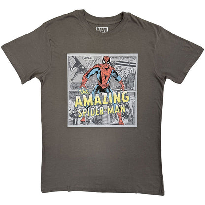 Charcoal Grey - Front - The Amazing Spider-Man Unisex Adult Comic Collage T-Shirt