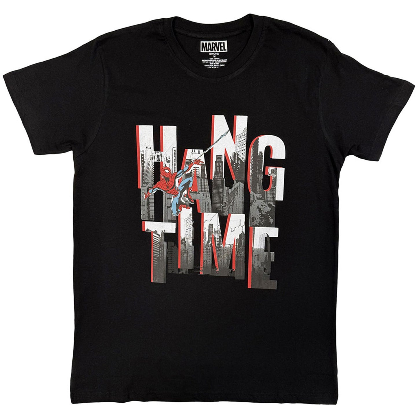 Black - Front - Marvel Comics Unisex Adult Hang Time Spider-Man T-Shirt