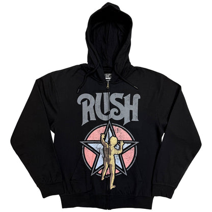 Black - Front - Rush Unisex Adult Starman Hoodie