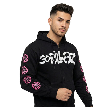Charcoal Grey - Side - Gorillaz Unisex Adult Repeat Pazuzu Hoodie