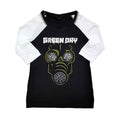 Black-White - Front - Green Day Womens-Ladies Green Mask Raglan T-Shirt