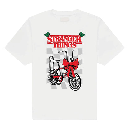 White - Front - Stranger Things Unisex Adult Bike Christmas T-Shirt