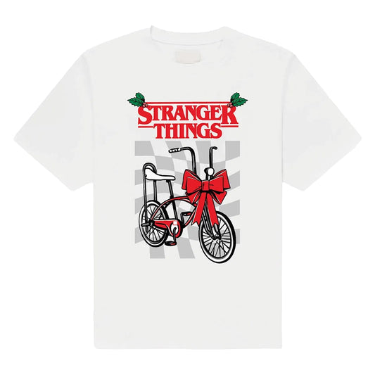 White - Front - Stranger Things Unisex Adult Bike Christmas T-Shirt