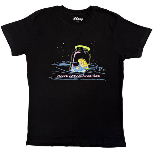 Black - Front - Alice In Wonderland Unisex Adult Alice´s Curious Adventure T-Shirt