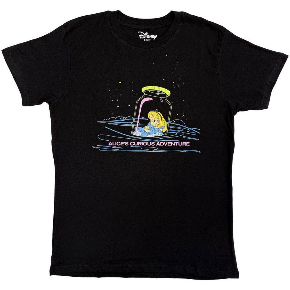 Black - Front - Alice In Wonderland Unisex Adult Alice´s Curious Adventure T-Shirt
