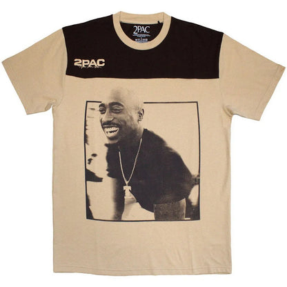 Brown-Sand - Front - Tupac Shakur Unisex Adult Colour Block T-Shirt