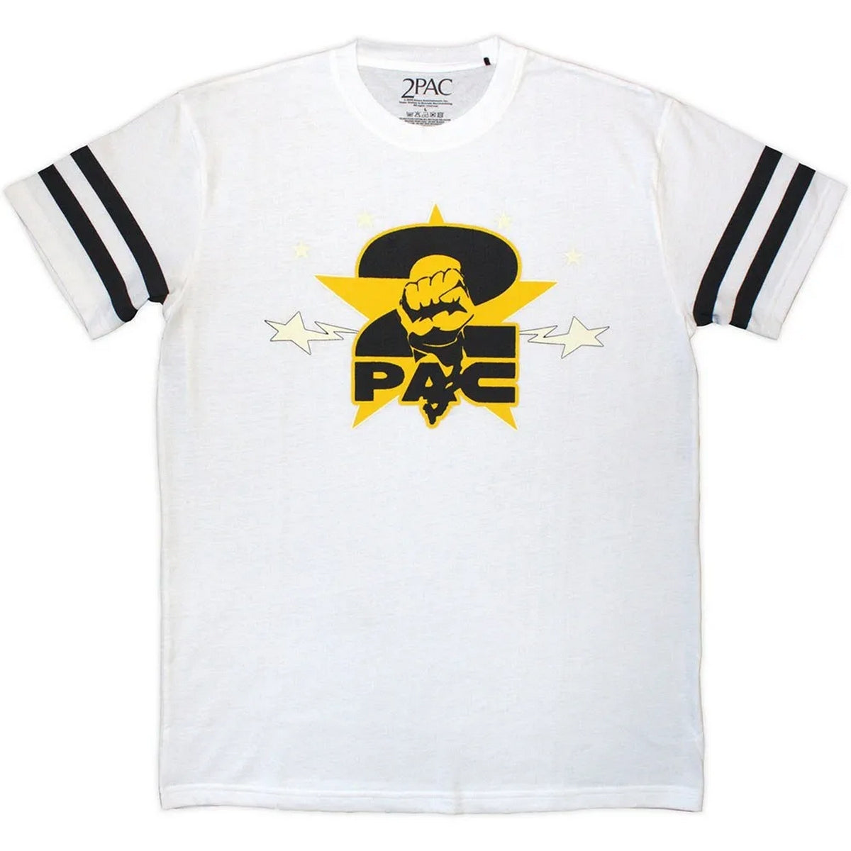 White - Front - Tupac Shakur Unisex Adult Stars Logo T-Shirt