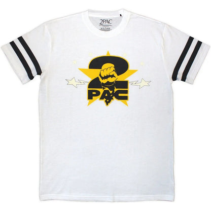 White - Front - Tupac Shakur Unisex Adult Stars Logo T-Shirt