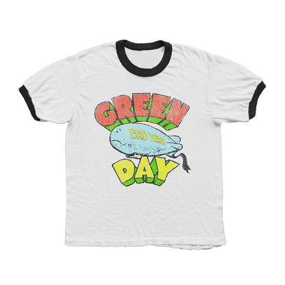 White - Front - Green Day Unisex Adult Bad Year Blimp Ringer T-Shirt