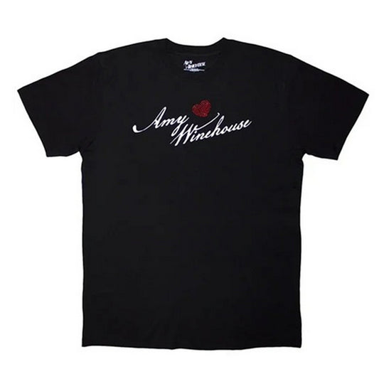 Black - Front - Amy Winehouse Unisex Adult Back To Black Embellished T-Shirt