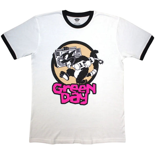 White - Front - Green Day Unisex Adult Revolution TNT Ringer T-Shirt