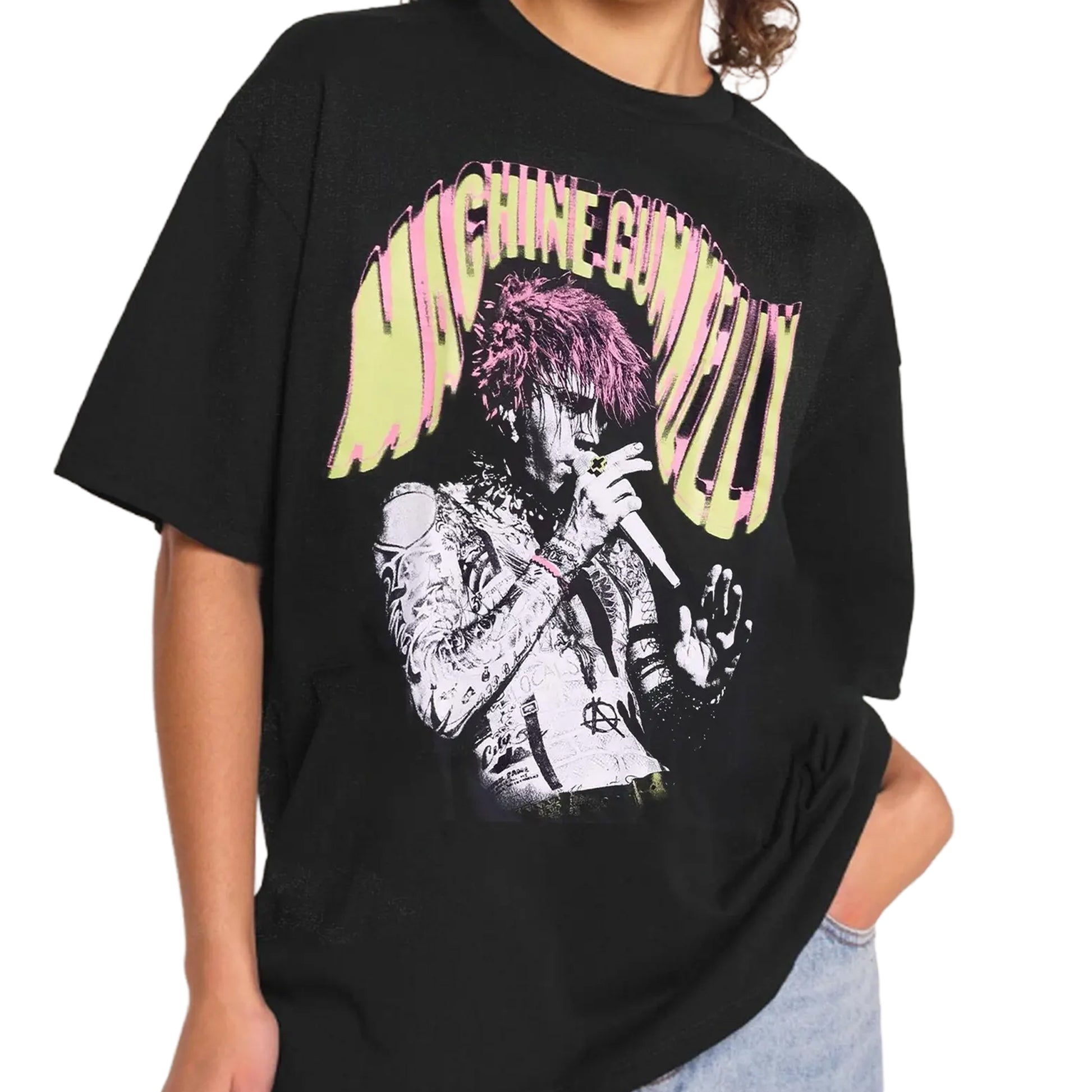 Black - Side - Machine Gun Kelly Unisex Adult Tickets To My Downfall Oversized T-Shirt