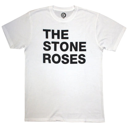 White - Front - The Stone Roses Unisex Adult Left Justified Jumbo Text T-Shirt