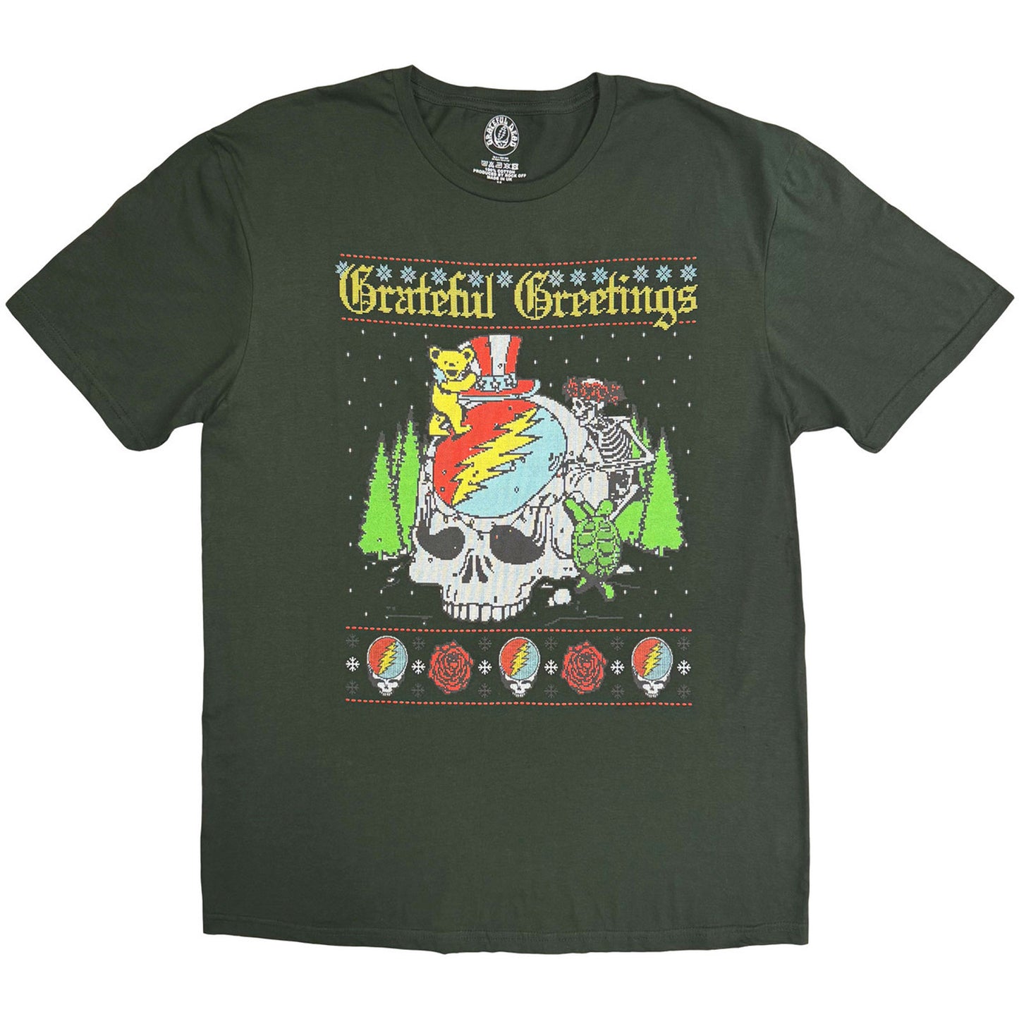 Green - Front - Grateful Dead Unisex Adult Grateful Greetings T-Shirt