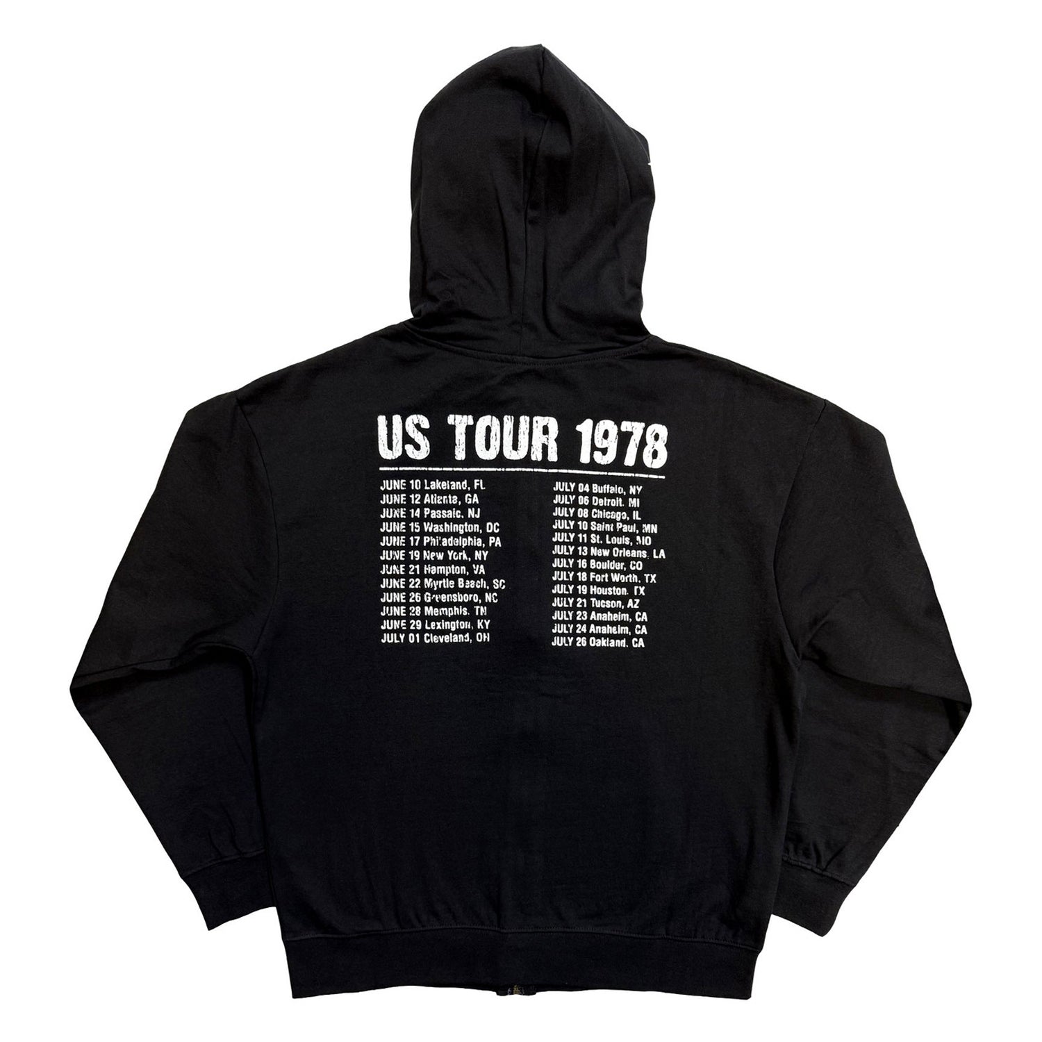 Black - Back - The Rolling Stones Unisex Adult US Tour ´78 Full Zip Hoodie