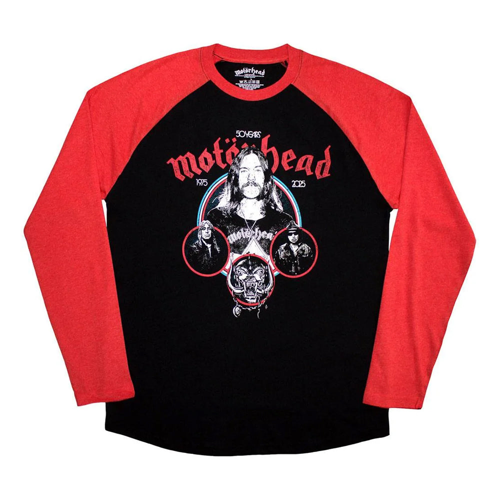Black-Red - Front - Motorhead Unisex Adult Band Circle Raglan T-Shirt