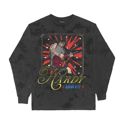 Black - Front - HARDY Unisex Adult Quit!! Guitar Washed Long-Sleeved T-Shirt