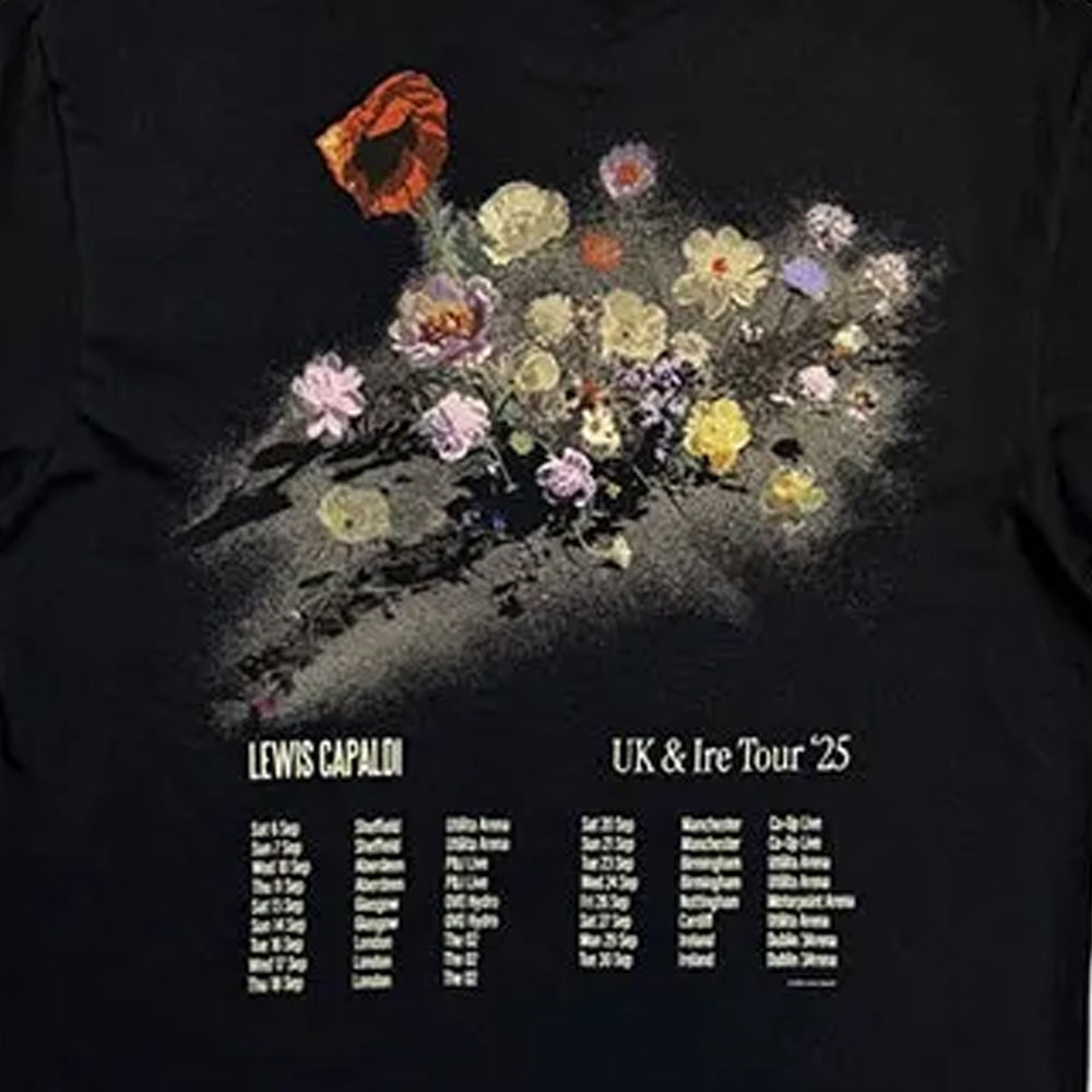 Black - Side - Lewis Capaldi Unisex Adult Flowers UK Tour ´25 T-Shirt