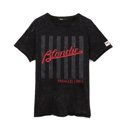 Black - Front - Blondie Unisex Adult Parallel Lines Back Print T-Shirt
