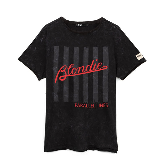 Black - Front - Blondie Unisex Adult Parallel Lines Back Print T-Shirt