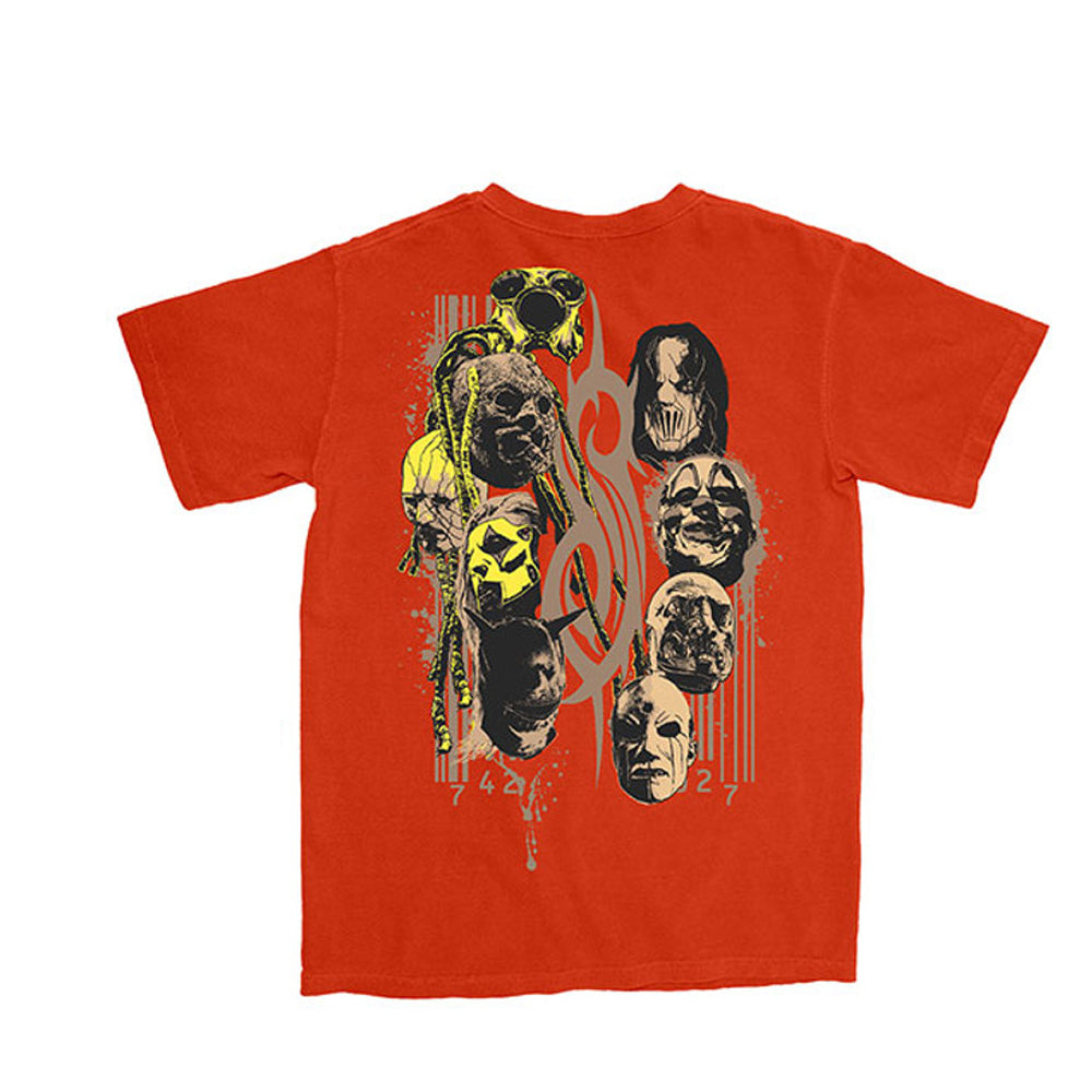 Orange - Back - Slipknot Unisex Adult Logo Splatter Back Print T-Shirt