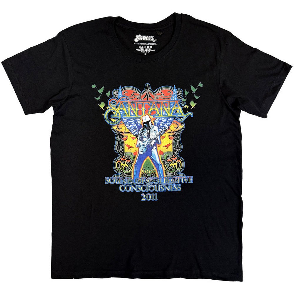 Black - Front - Santana Unisex Adult Collective Consciousness Tour 11 T-Shirt