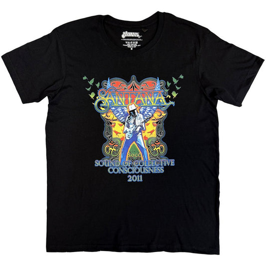 Black - Front - Santana Unisex Adult Collective Consciousness Tour 11 T-Shirt