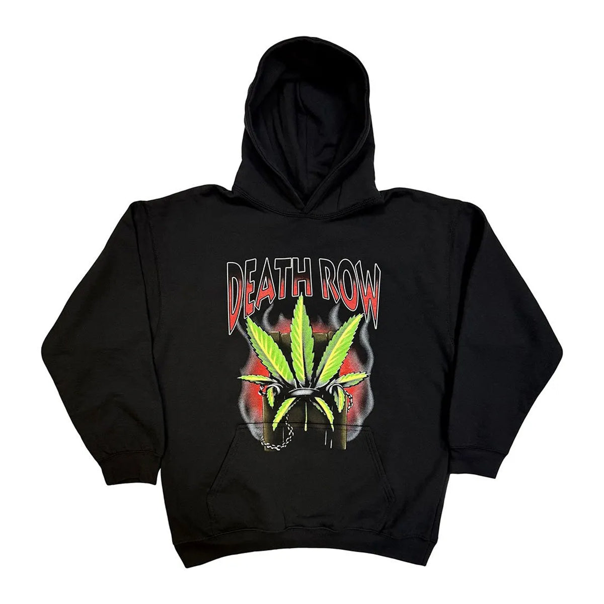 Black - Front - Death Row Records Unisex Adult Leaf Pull Over Hoodie
