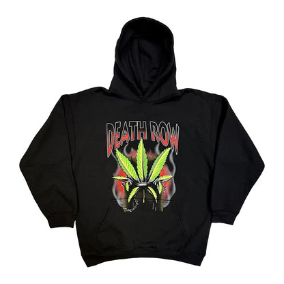 Black - Front - Death Row Records Unisex Adult Leaf Pull Over Hoodie