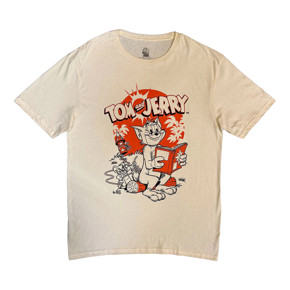 Natural - Front - Tom & Jerry Unisex Adult Rocket T-Shirt