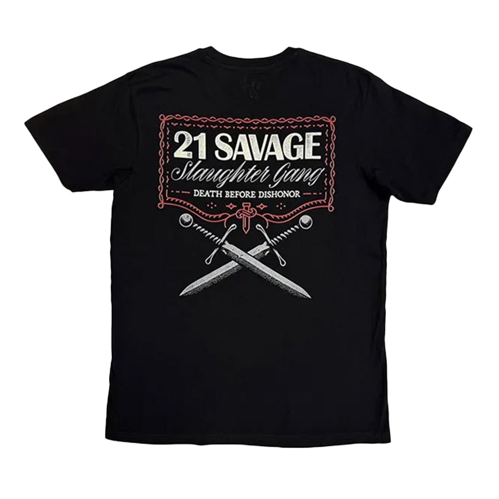Black - Back - 21 Savage Unisex Adult Death Before Dishonor Daggers T-Shirt